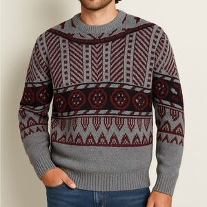 Vintage 80s Jordache Sweater Knit Gray Retro Geometric Après Ski Grandpa Core